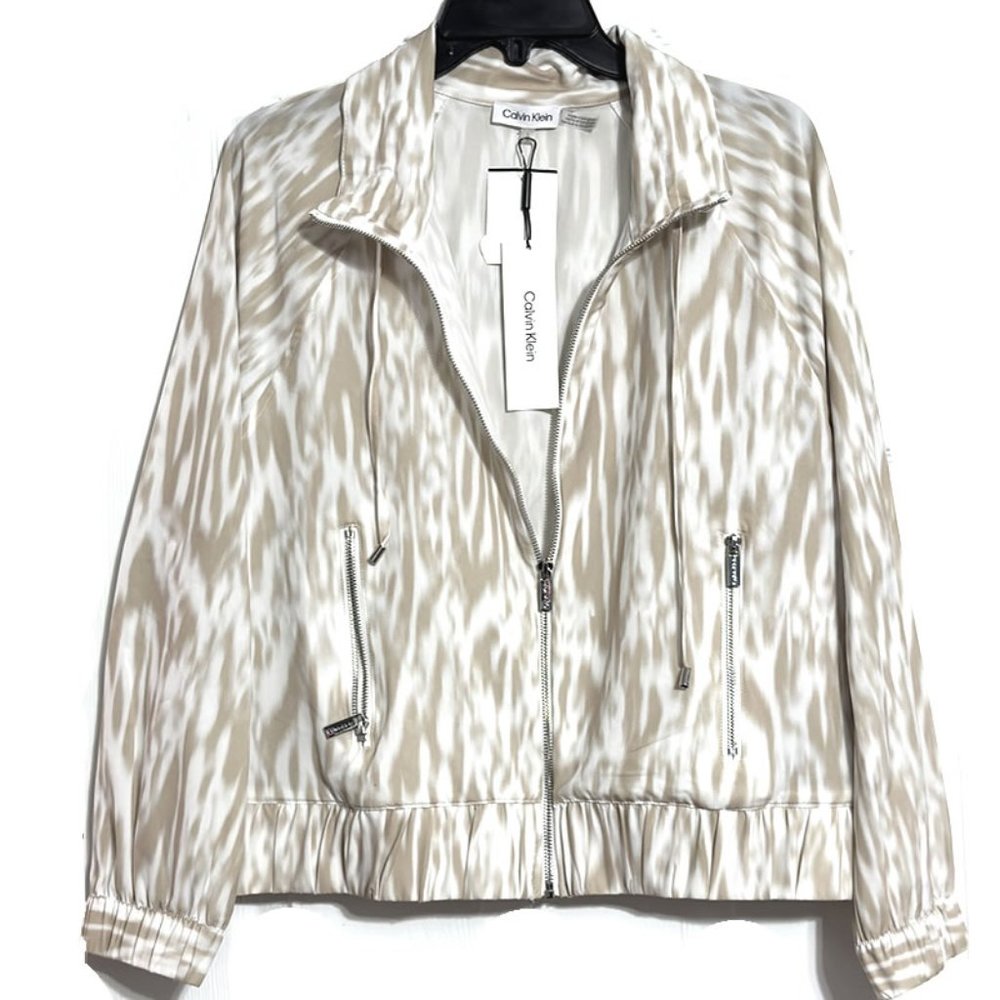 Calvin Klein Tie Dye Full Zip Stretch Moto Style Work Jacket Blazer